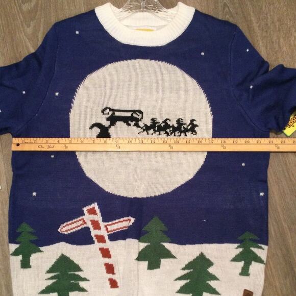 NWT Ugly Christmas Sweater Santa/Sleigh/Reindeer themed L - Picture 4 of 6